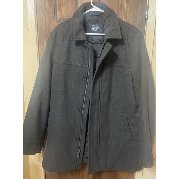 DOCKERS Other - Dockers Mens Wool Blend Overcoat Charcoal Grey Quilted Lined Car Coat Large